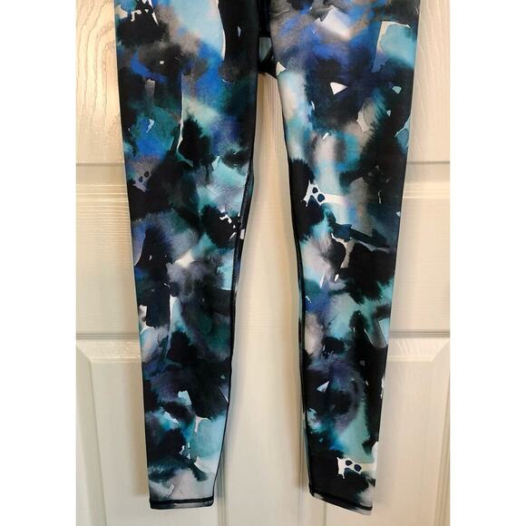 Nicole Miller Sport Size Small Athletic Leggings Blue Black Watercolor Print - Picture 4 of 7